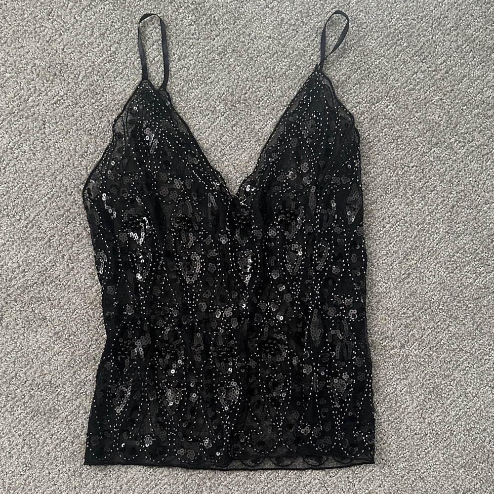 Elegant Black Sequin Women's Top